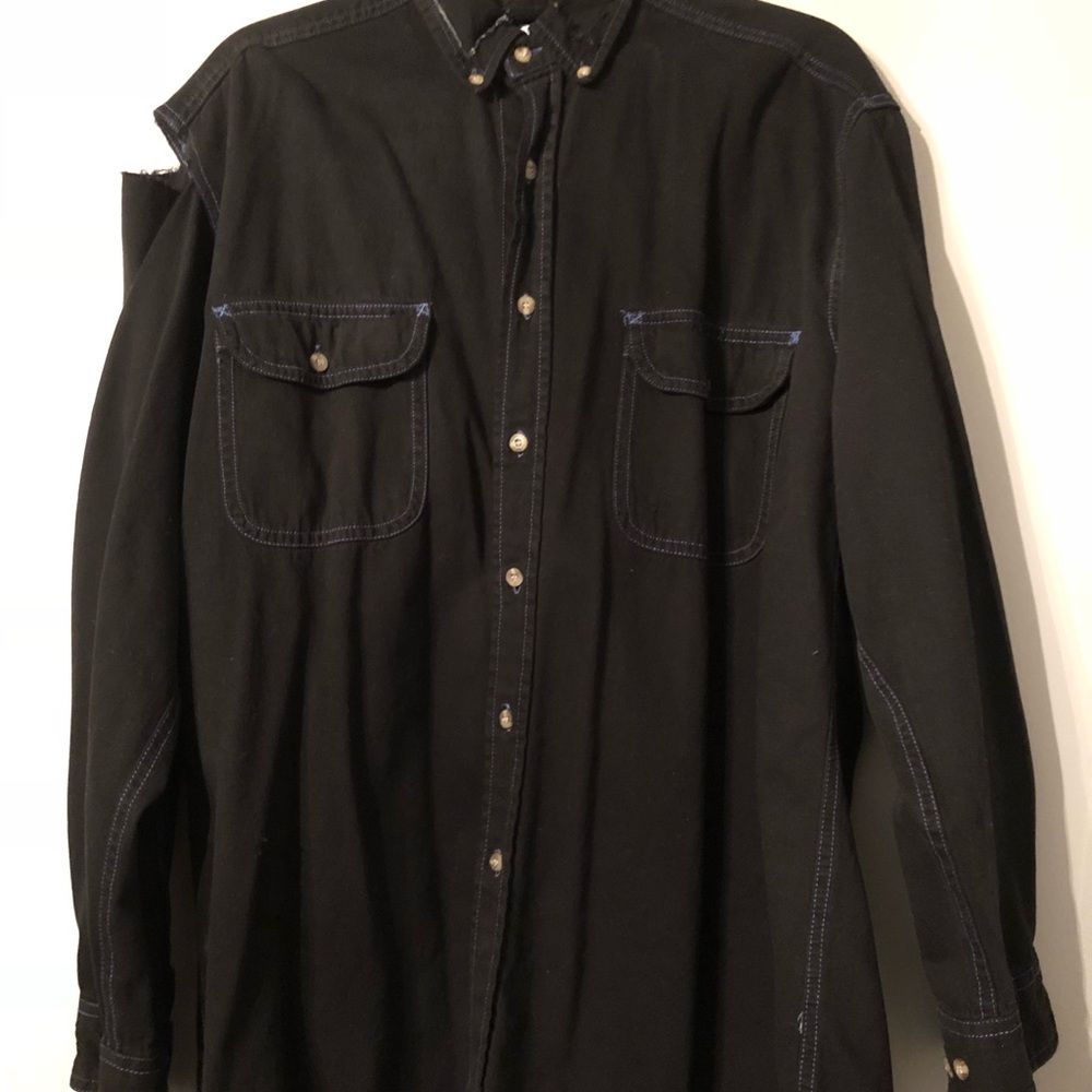 Black Distressed Nasty Gal Afterparty Button Down
